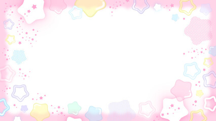 ぷにぷにした星のゆめかわいいパステルカラー背景フレーム