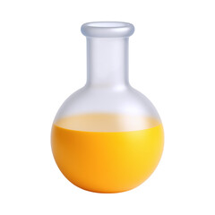 Volumetric flask with yellow liquid, perfect for laboratory use and scientific experiments
