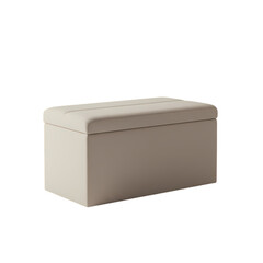 Beige Upholstered Storage Ottoman: Rectangular Furniture, Modern Design