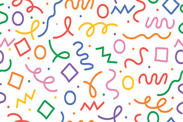 Colorful Confetti Doodle Abstract Seamless Pattern
