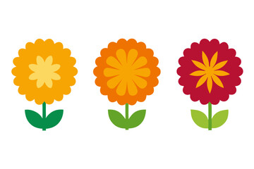 set of Marigold icon vector silhouette illustration isolated on white background