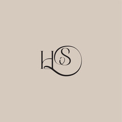 Obraz premium dinamyc curvy initial concept monogram wedding logo letter elegant and luxury style HS