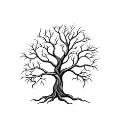 Bare Tree in Minimalist Style &ndash; Natural Winter Design
