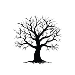 Leafless Tree Silhouette Illustration – Winter Season Concept
