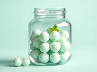 Fluffy Marshmallow Delights in a Glass Jar: Sweet and Soft Candy Collection