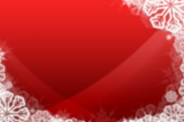 Flat design graphic is showing red gradient backdrop with curved shapes and frosty snowflake border