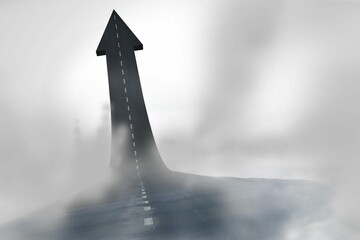 Road turning into an arrow in a city