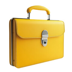 A yellow leather briefcase with a metal clasp.
