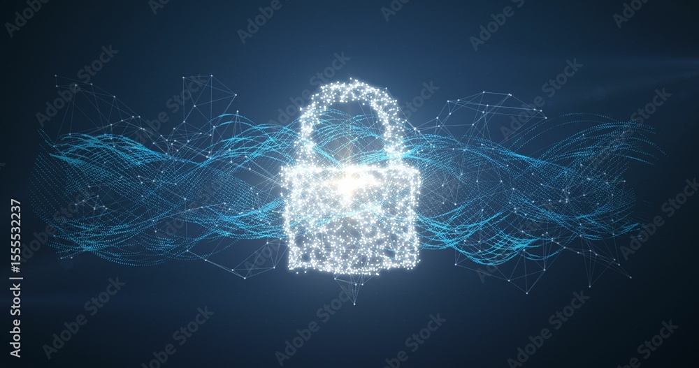 Poster composite image of padlock and connecting lines