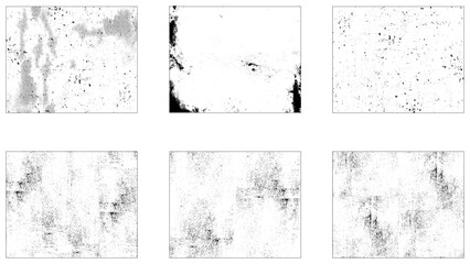 Dirty borders collection on white background. Old wood. Vintage overlay. Leather. Crack. Grunge overlays bundle.