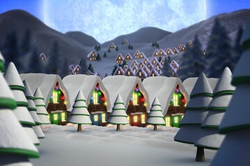 Quaint town with bright moon