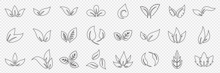 Green leaf icons set. Leaves icon on isolated background. Collection green leaf. Elements design for natural, eco, vegan, bio labels. Vector illustration EPS 10