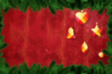 Obraz premium Blurred christmas decorations hanging over wood