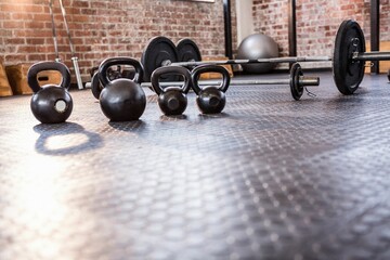 Weights on the studio floor