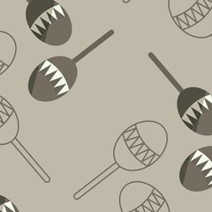 Square image of white and grey maracas on pale grey background with central copy space