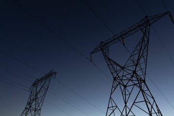 The evening electricity pylon silhouette