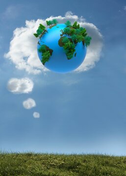 Fototapeta Digitally generated earth floating in air