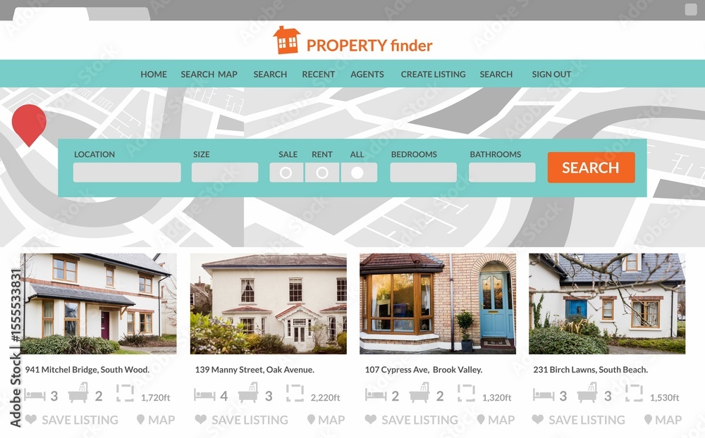 Aufkleber composite image of property web page