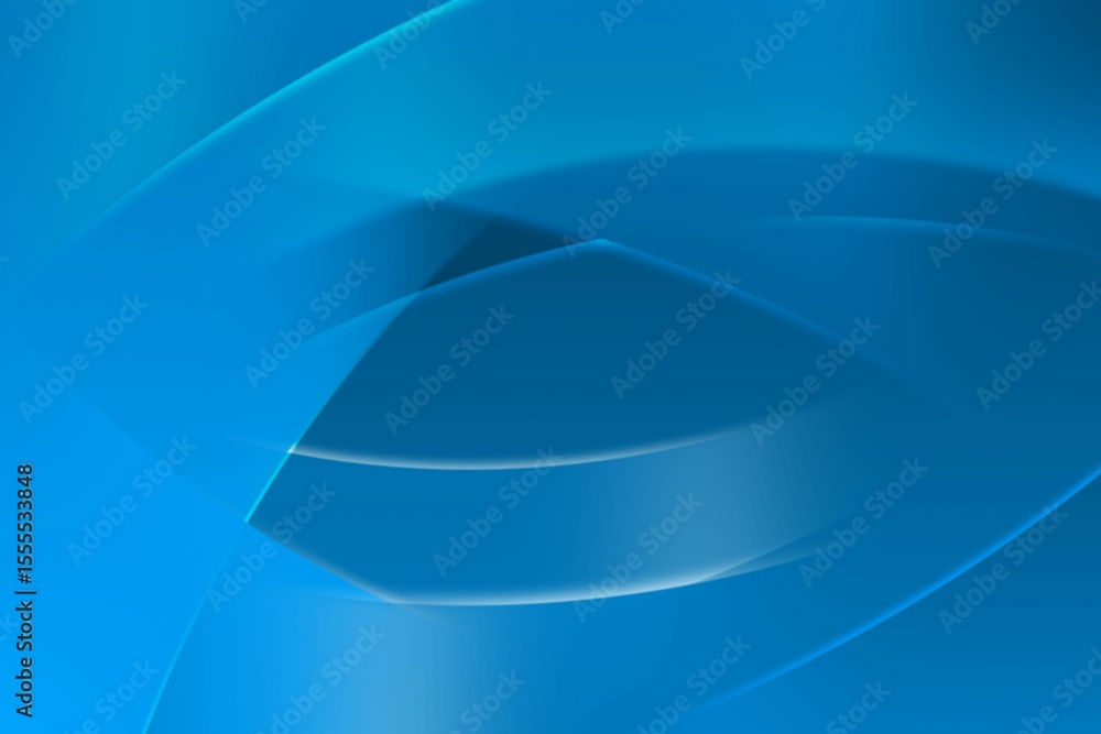 Poster overlapping translucent blue curves flowing over flat design gradient, creating smooth wave pattern