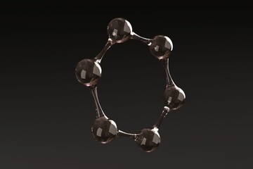 Close-up of black molecule model