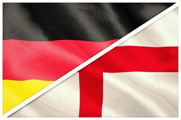 Close-up of German and English flags