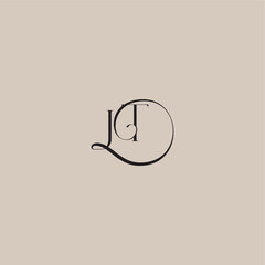 Obraz premium dinamyc curvy initial concept monogram wedding logo letter elegant and luxury style JT