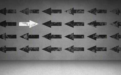 Black and white arrows on wall