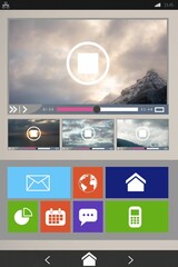 Digitally generated image of video player with various icons © vectorfusionart