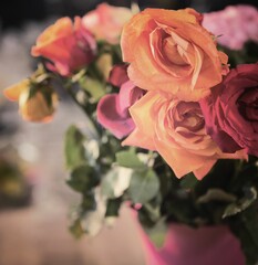 Fototapeta premium High angle close up of flower vase