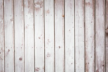 Showing weathered white wooden planks in flat design, featuring vertical grain, knots, nail holes