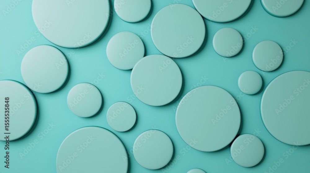 Poster textured teal surface subtle variations concept. abstract teal circles on a smooth background.