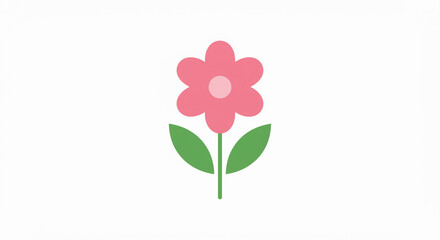 Fototapeta premium Simple flower vector design with five petals and green stem, perfect for botanical themes.