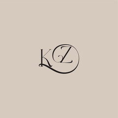 Obraz premium dinamyc curvy initial concept monogram wedding logo letter elegant and luxury style KZ