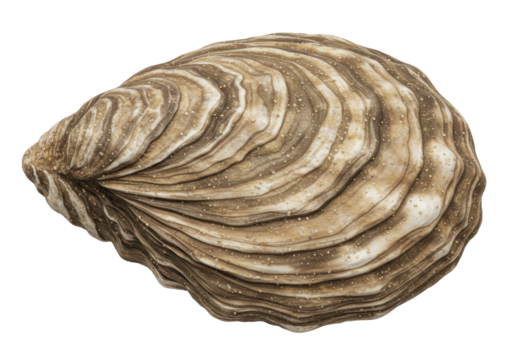 Isolated Natural Oyster Shell with Textured Surface