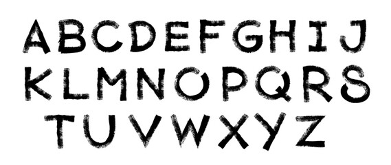 A-Z vector alphabet, hand written with a brush design, letters isolated on white background	