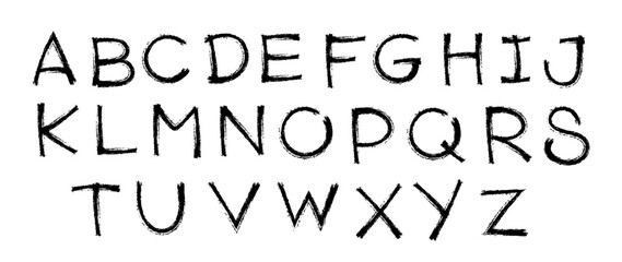 A-Z vector alphabet, hand written with a brush design, letters isolated on white background	