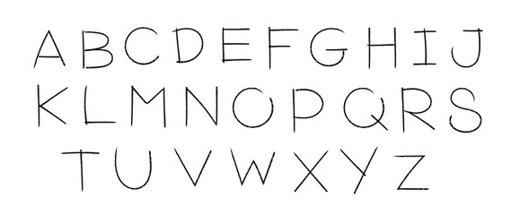 A-Z vector alphabet, hand written with a brush design, letters isolated on white background	