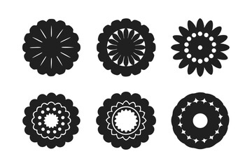 set of Chrysanthemum icon vector silhouette illustration isolated on white background