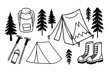 set of camping icons