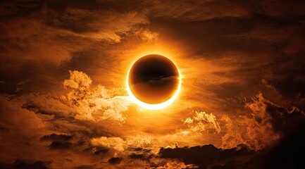 Obraz premium Dramatic eclipse, fiery clouds