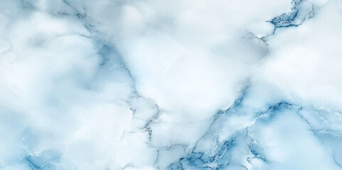 Swirls of blue marble texture with fluid art, soft Blue marble surface with rough texture, White and blue marble background for decor.