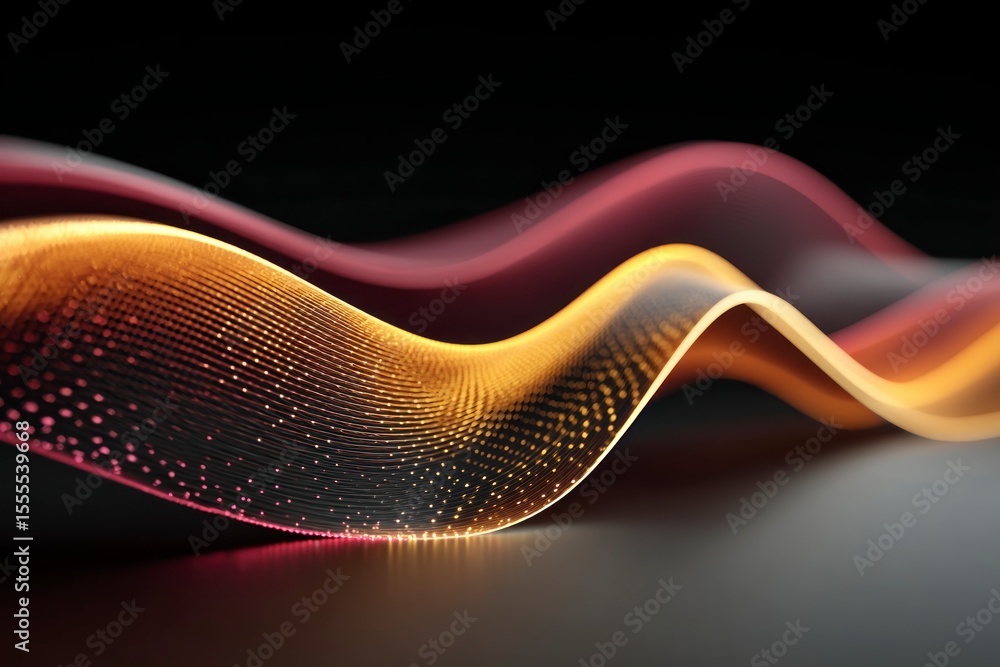 Aufkleber abstract gold and maroon wave pattern glowing particle design dark background