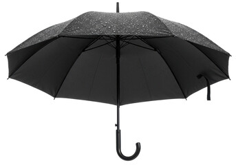 Isolated Classic Black Umbrella with Raindrops and Elegant Design