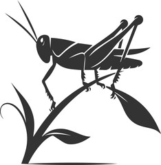 Grasshopper black clip art silhouette graphic drawing isolated animal illustration