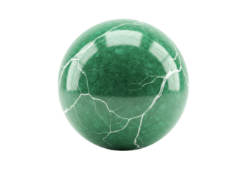 Isolated Smooth Green Marble Sphere with Intricate Veins