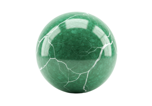 Isolated Smooth Green Marble Sphere with Intricate Veins - Powered by Adobe