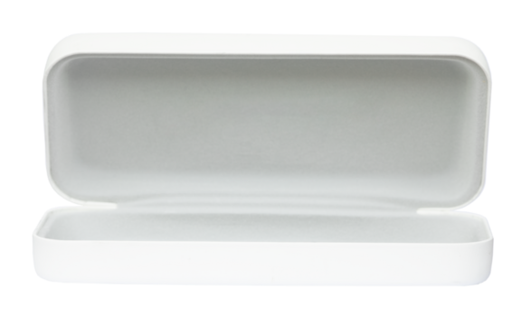 White opened glasses case isolated on transparent background