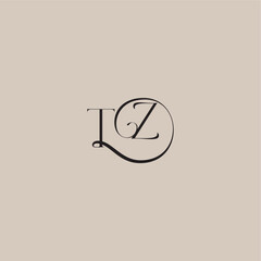 elegant and luxury style TZ monogram wedding logo letter dinamyc curvy initial concept