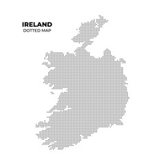 Dotted Map of Ireland on White Background