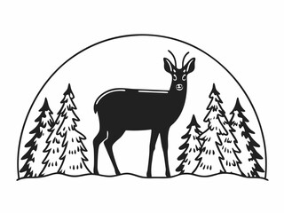 Creative Musk Deer Icon With Visible Downward Fangs Elegan Vector Illustration